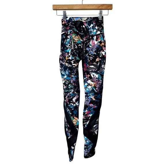 Lululemon Wunder Under High Rise Legging Black Floral Mesh Size 2 - Picture 6 of 15